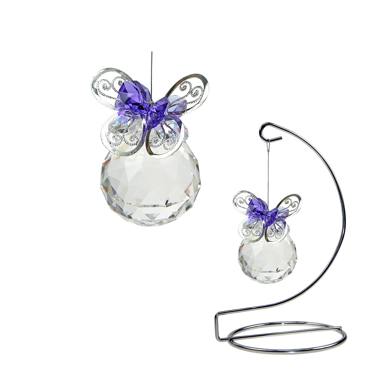 Crystal Butterfly Suncatcher on Display Stand