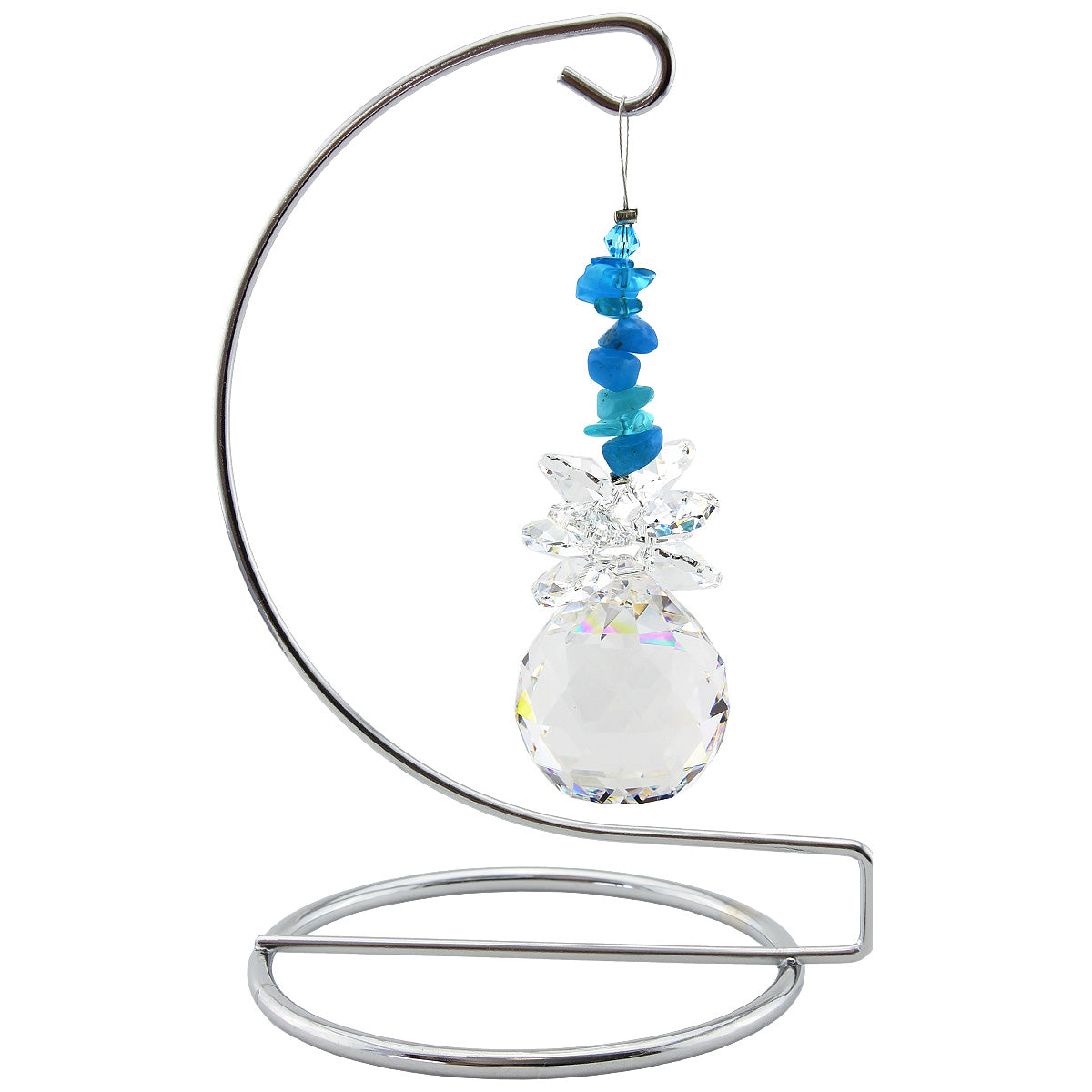 Gem Chip Cluster Crystal Suncatcher on Display Stand