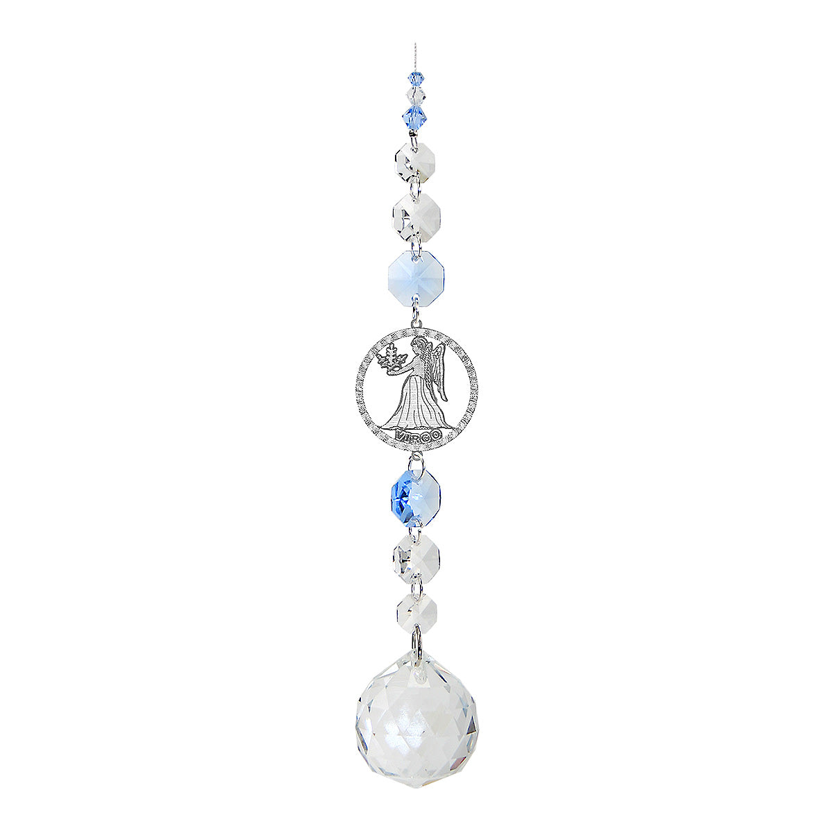 Virgo suncatcher on a chain with sphere drop