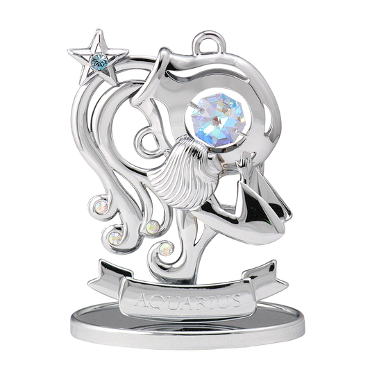 Crystocraft Aquarius Zodiac Ornament with Bohemia Crystals