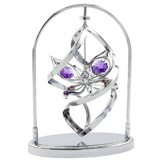 Crystocraft Butterfly Spiral Spinner Ornament with Bohemia Crystals