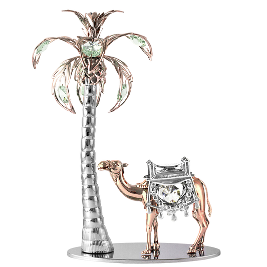 Crystocraft Camel and Palm Tree Ornament with Bohemia Crystals