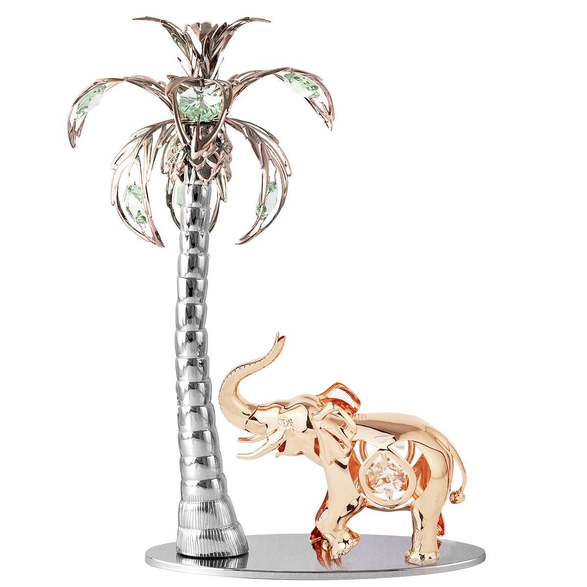 Crystocraft Elephant and Palm Tree Ornament with Bohemia Crystals