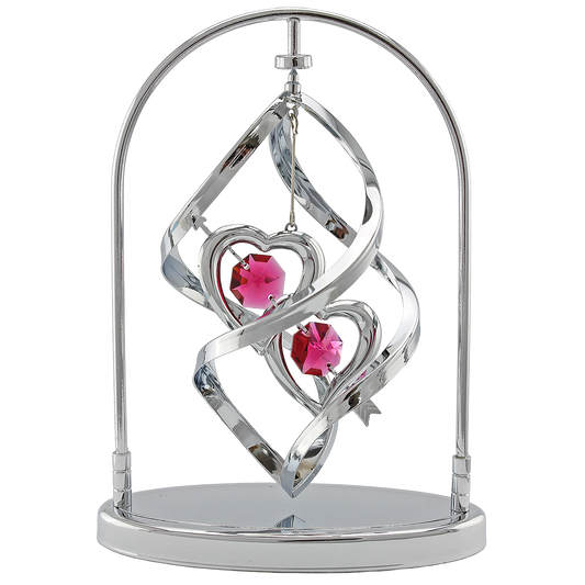 Crystocraft Love Heart Spiral Spinner Ornament with Bohemia Crystals