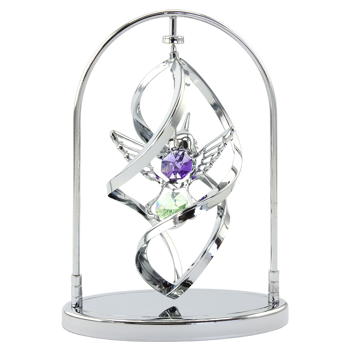 Crystocraft Hummingbird Spiral Spinner Ornament with Bohemia Crystals