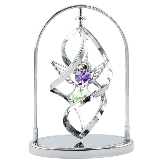 Crystocraft Hummingbird Spiral Spinner Ornament with Bohemia Crystals