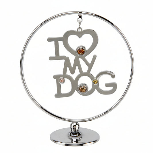 Crystocraft "I Love My Dog" Ornament with Bohemia Crystals