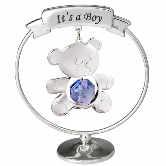 Crystocraft “It’s a Boy” Teddy Bear Ornament with Bohemia Crystals