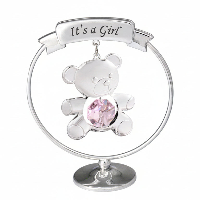 Crystocraft “It’s a Girl” Teddy Bear Ornament with Bohemia Crystals