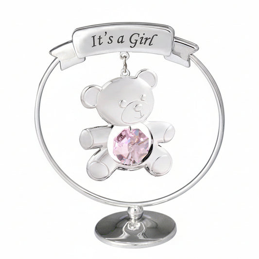 Crystocraft “It’s a Girl” Teddy Bear Ornament with Bohemia Crystals