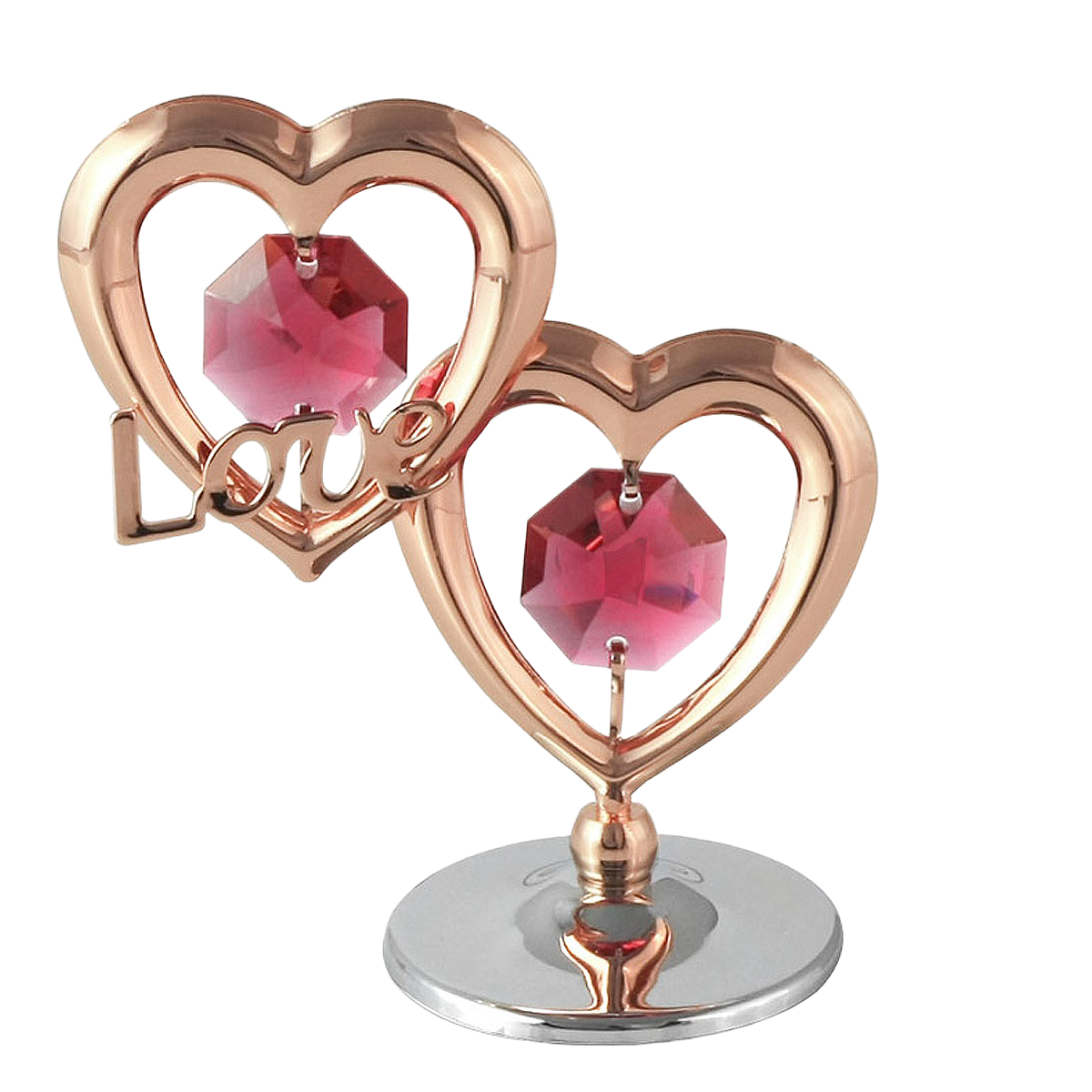 Crystocraft Twin Hearts Love Ornament with Bohemia Crystals