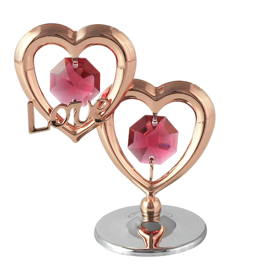 Crystocraft Twin Hearts Love Ornament with Bohemia Crystals