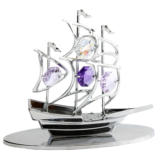 Crystocraft Sailboat Ornament with Bohemia Crystals