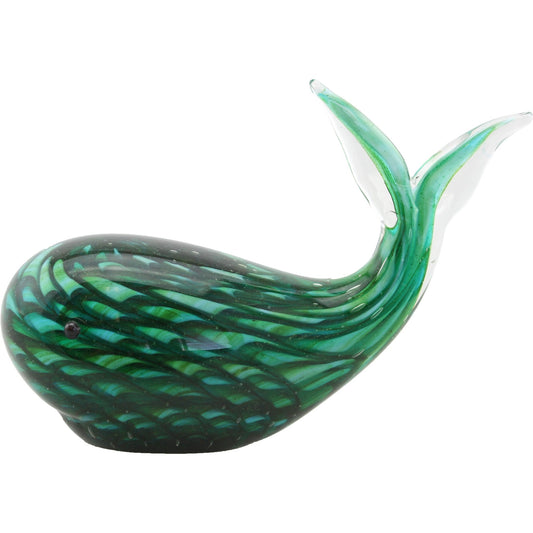 Green Glass Whale Figurine